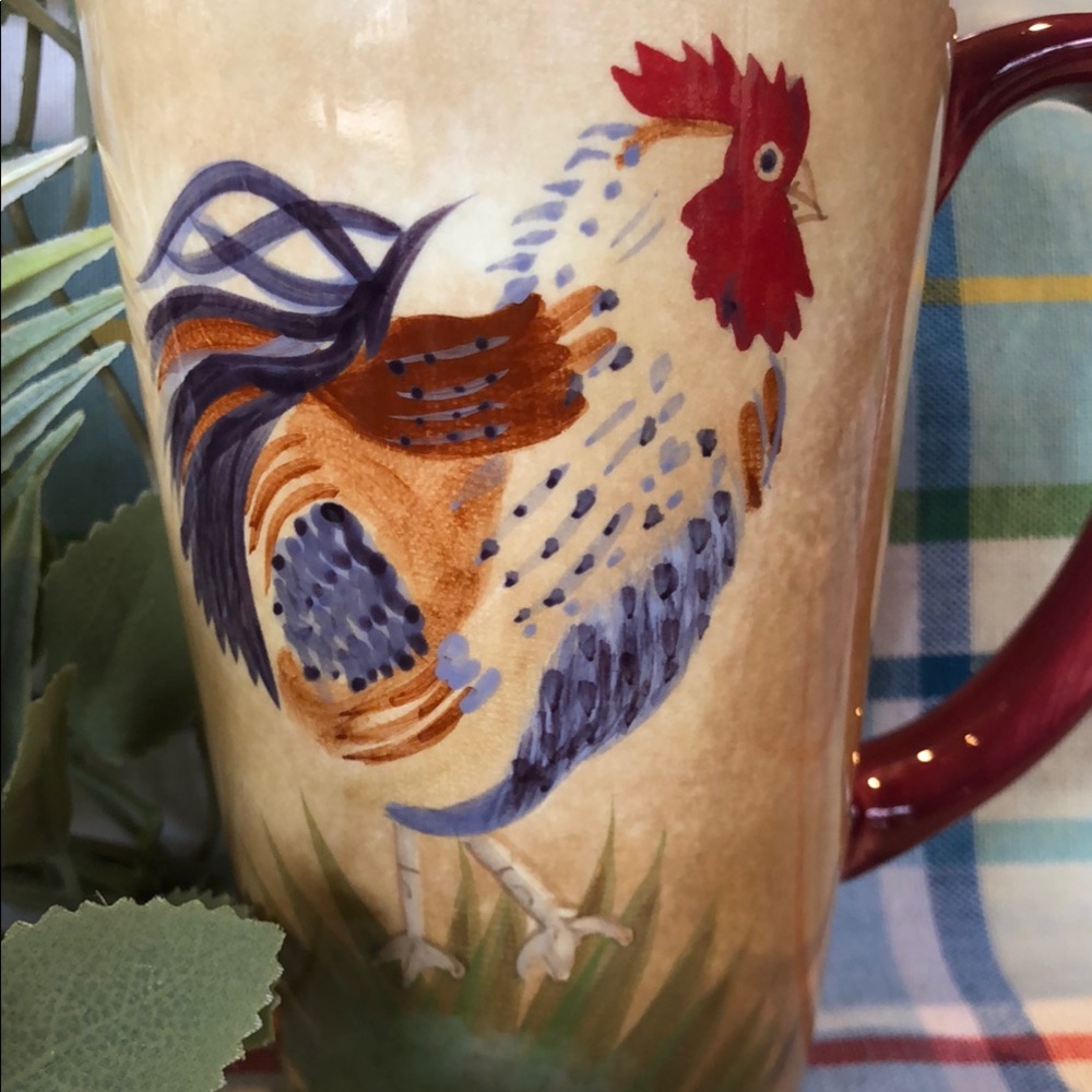 Rooster Design Mug with Red Handle - Picture 2 of 7